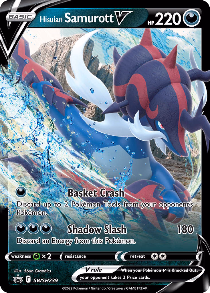 Hisuian Samurott V Pokemon card (SWSH239, SWSH Black Star Promos)