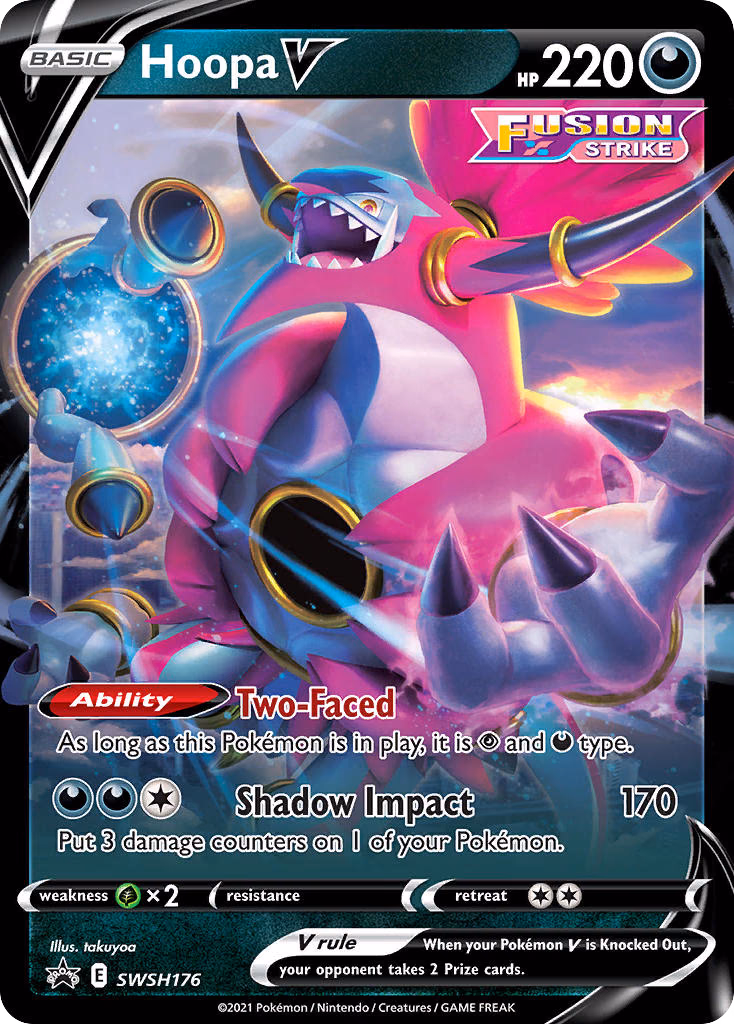Hoopa V Pokemon card (SWSH176, SWSH Black Star Promos)