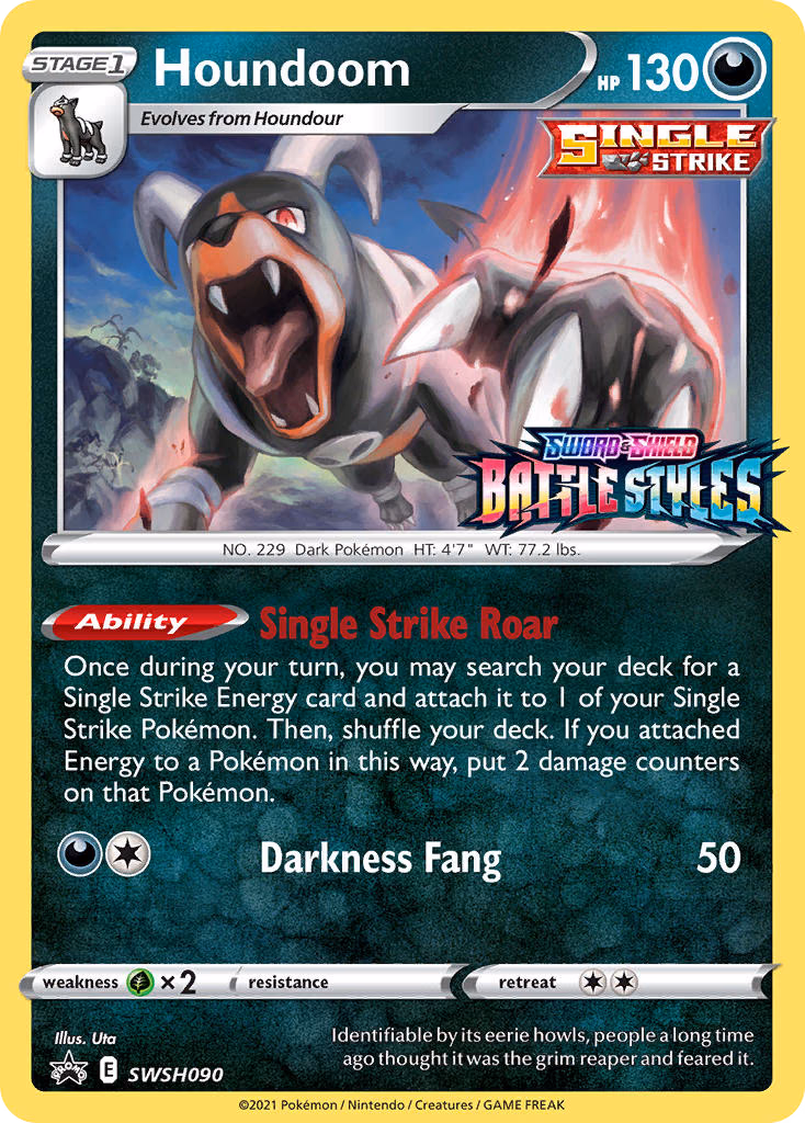 Houndoom Pokemon card (SWSH090, SWSH Black Star Promos)