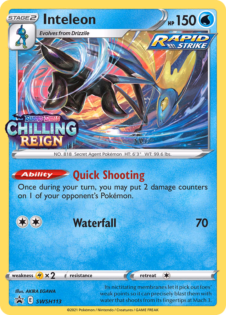 Inteleon Pokemon card (SWSH113, SWSH Black Star Promos)
