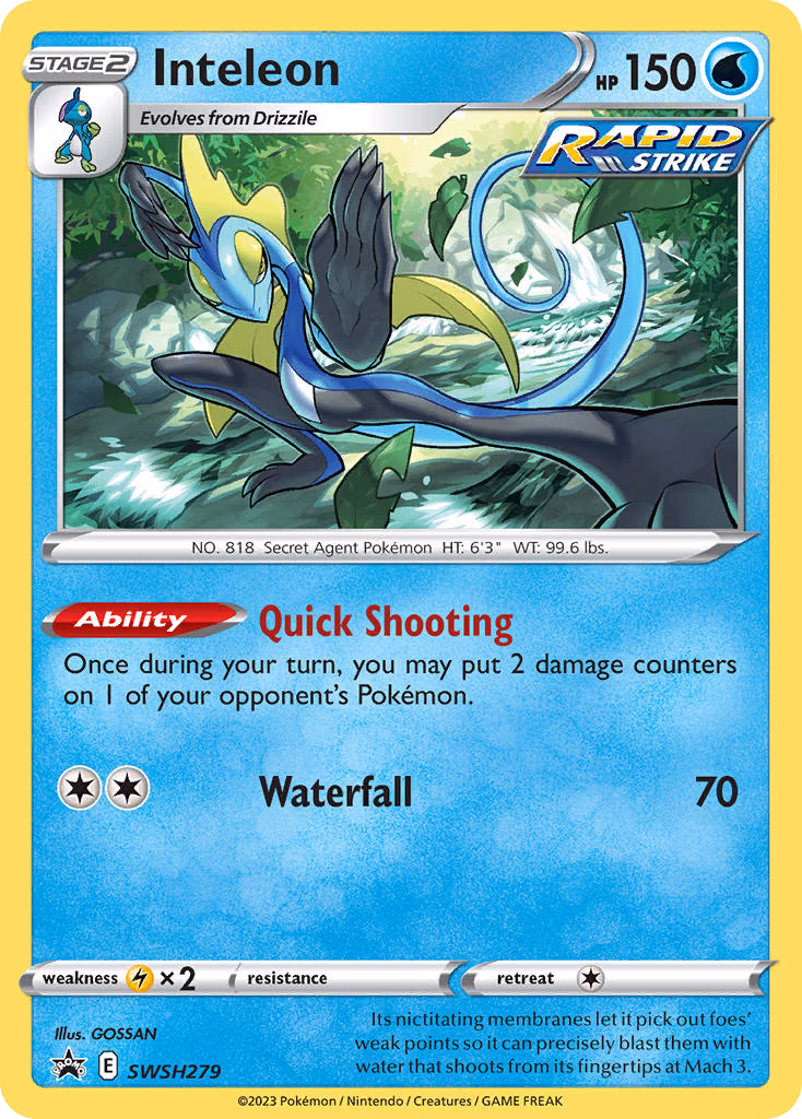 Inteleon Pokemon card (SWSH279, SWSH Black Star Promos)