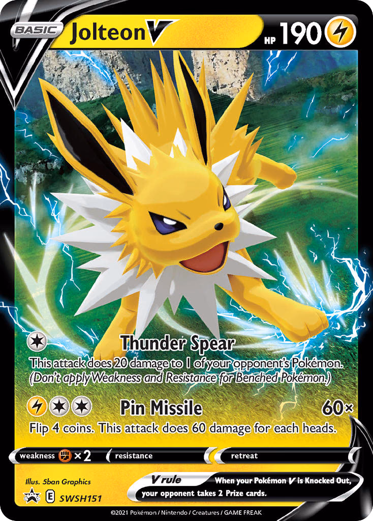 Jolteon V Pokemon card (SWSH151, SWSH Black Star Promos)