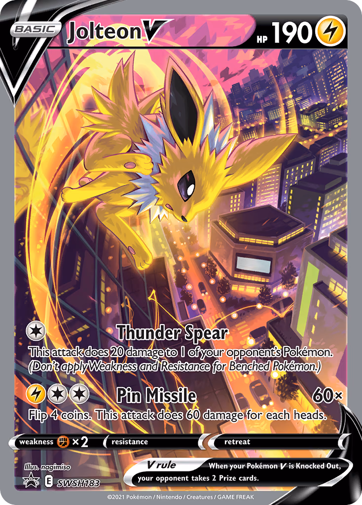 Jolteon V Pokemon card (SWSH183, SWSH Black Star Promos)