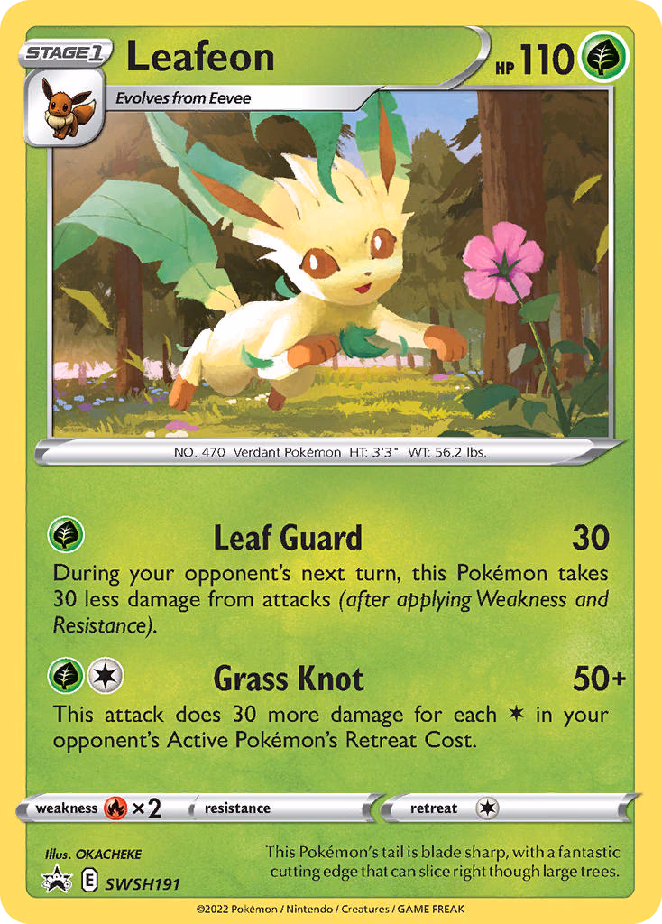 Leafeon Pokemon card (SWSH191, SWSH Black Star Promos)