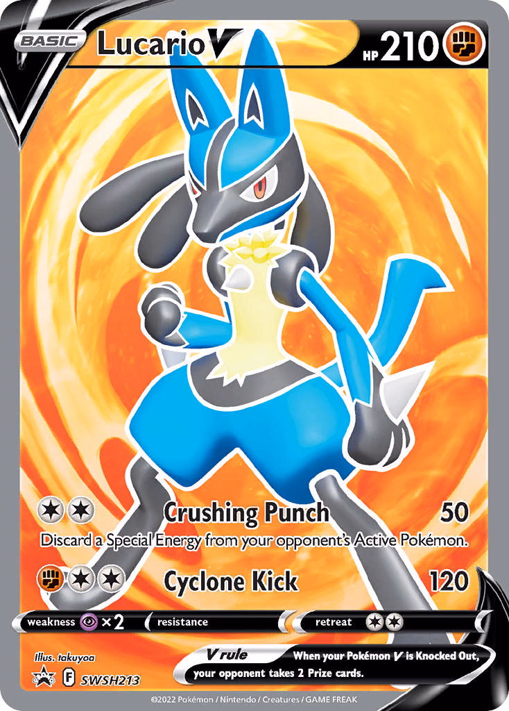 Lucario V Pokemon card (SWSH213, SWSH Black Star Promos)