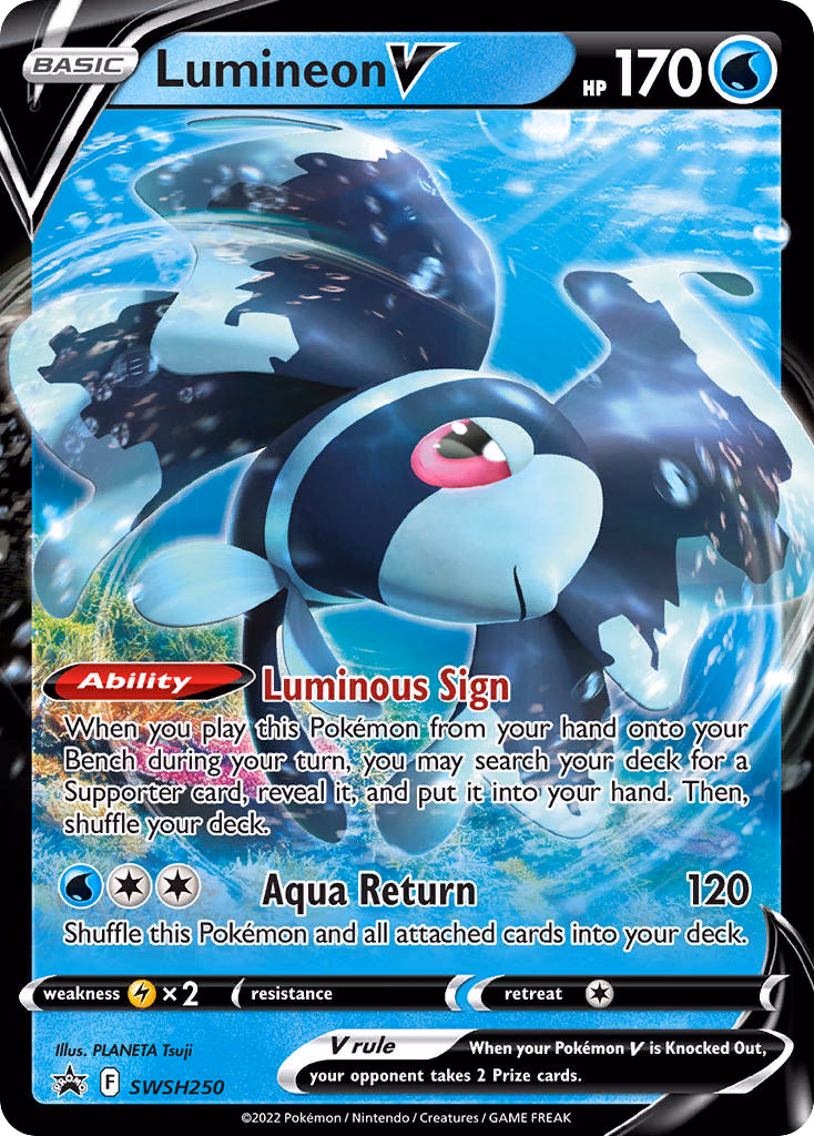 Lumineon V Pokemon card (SWSH250, SWSH Black Star Promos)