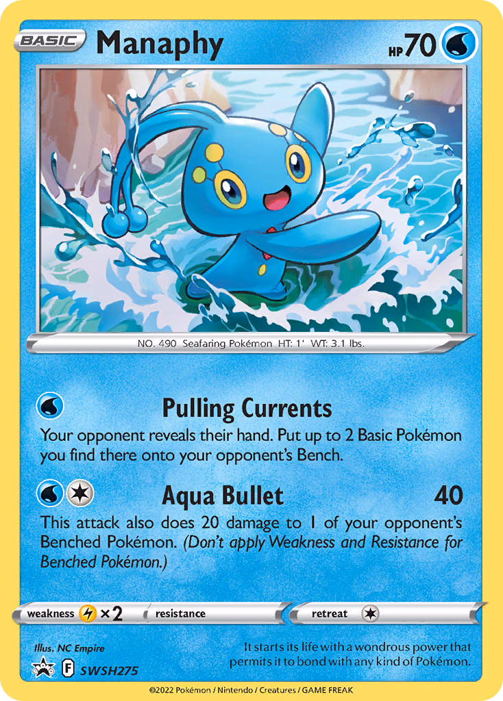 Manaphy Pokemon card (SWSH275, SWSH Black Star Promos)