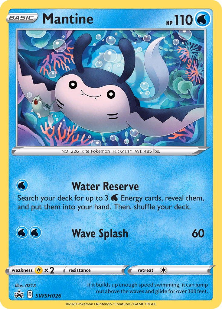 Mantine Pokemon card (SWSH026, SWSH Black Star Promos)