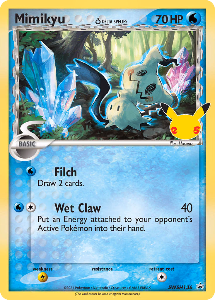 Mimikyu δ Pokemon card (SWSH136, SWSH Black Star Promos)
