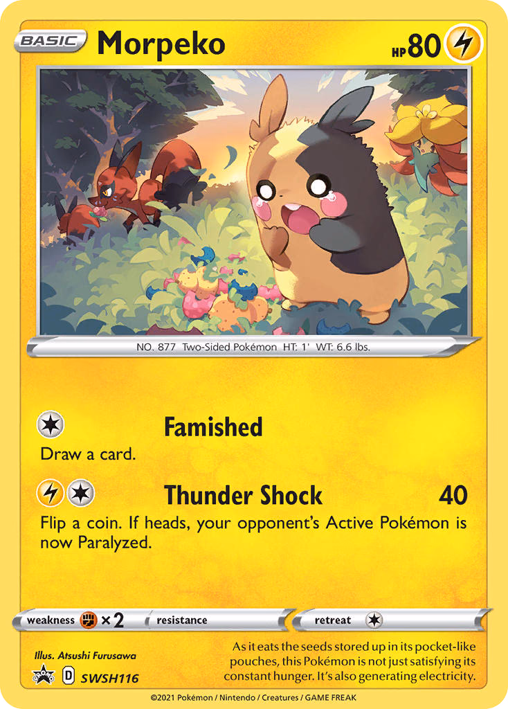 Morpeko Pokemon card (SWSH116, SWSH Black Star Promos)