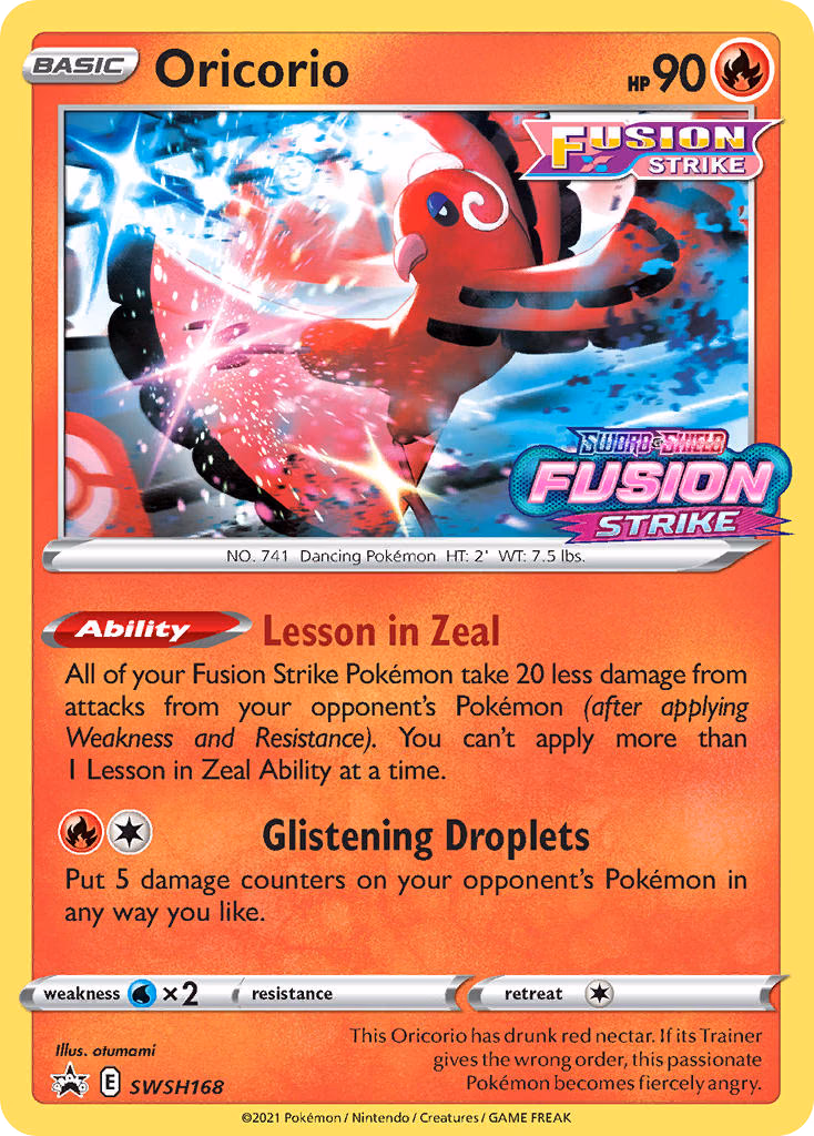 Oricorio Pokemon card (SWSH168, SWSH Black Star Promos)