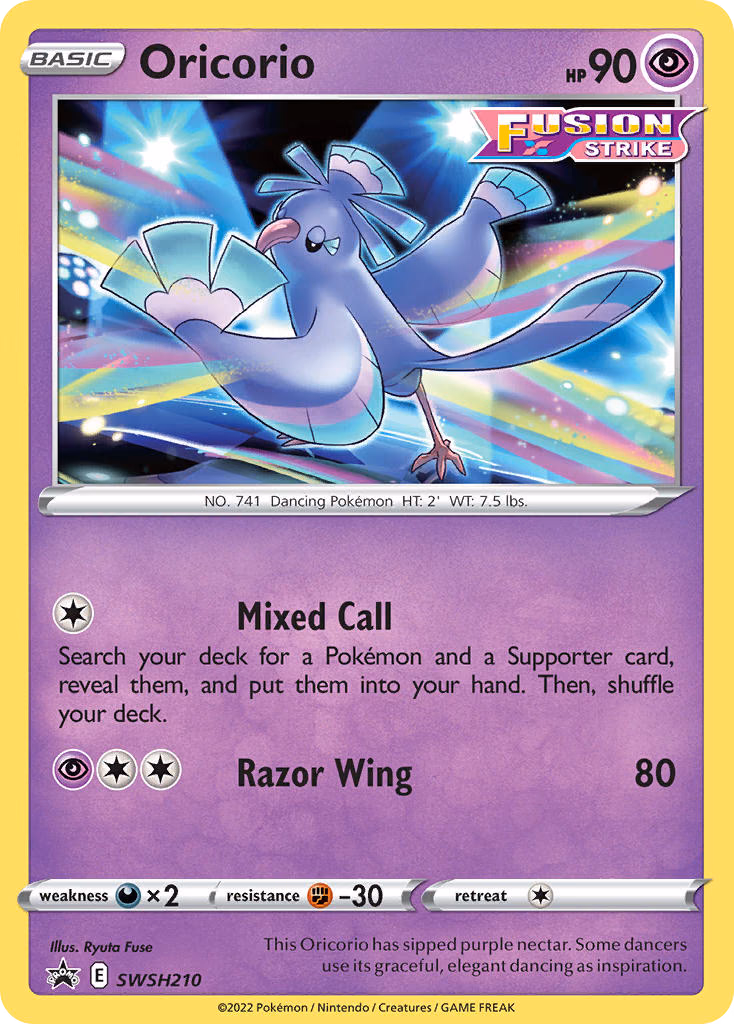 Oricorio Pokemon card (SWSH210, SWSH Black Star Promos)