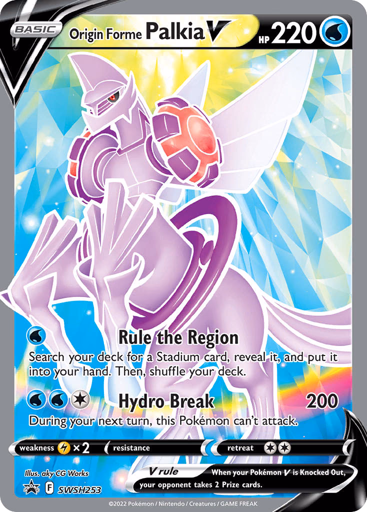 Origin Forme Palkia V Pokemon card (SWSH253, SWSH Black Star Promos)