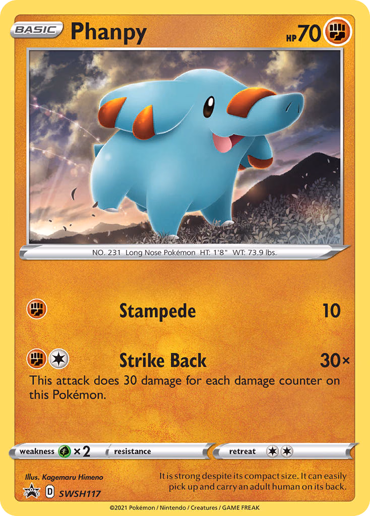 Phanpy Pokemon card (SWSH117, SWSH Black Star Promos)