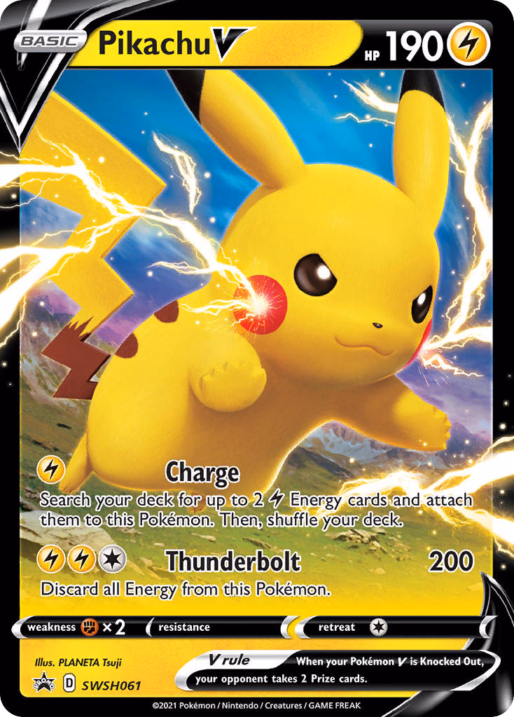 Pikachu V Pokemon card (SWSH061, SWSH Black Star Promos)