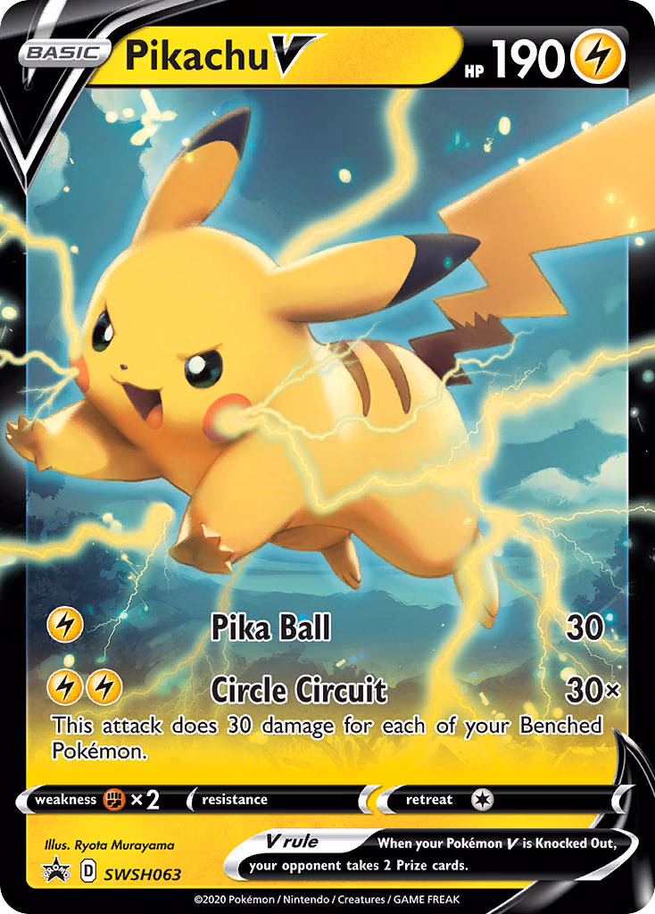 Pikachu V Pokemon card (SWSH063, SWSH Black Star Promos)
