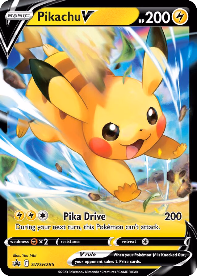 Pikachu V Pokemon card (SWSH285, SWSH Black Star Promos)