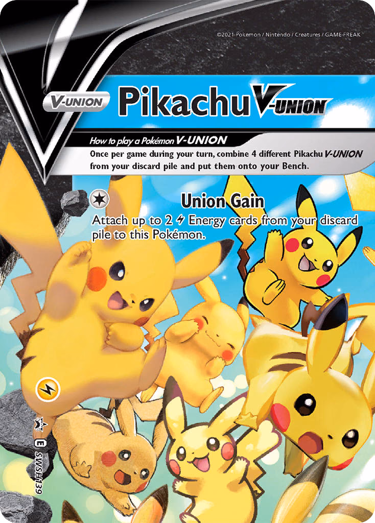 Pikachu V-UNION Pokemon card (SWSH139, SWSH Black Star Promos)