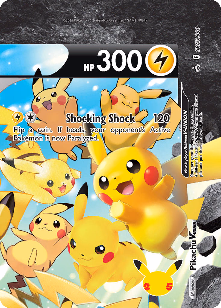 Pikachu V-UNION Pokemon card (SWSH140, SWSH Black Star Promos)