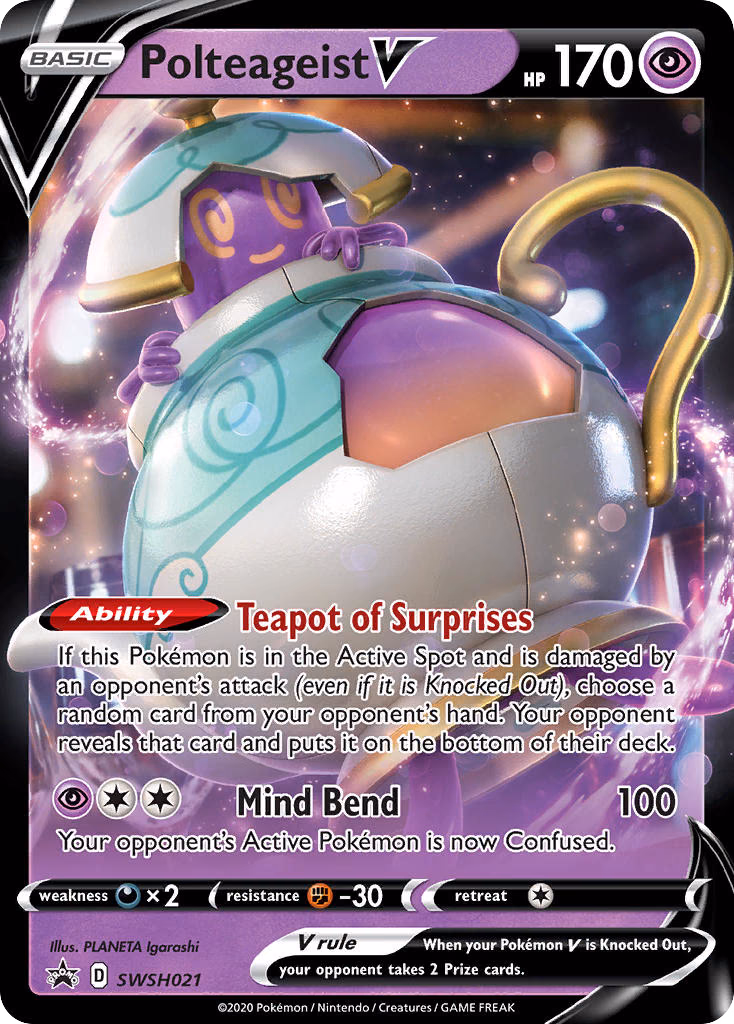 Polteageist V Pokemon card (SWSH021, SWSH Black Star Promos)