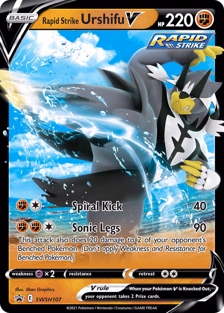 Rapid Strike Urshifu V Pokemon card (SWSH107, SWSH Black Star Promos)
