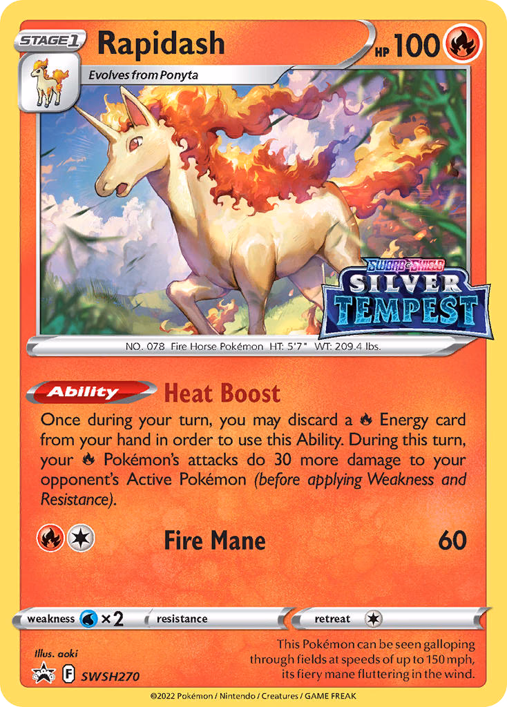 Rapidash Pokemon card (SWSH270, SWSH Black Star Promos)