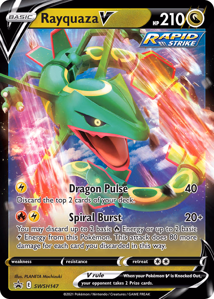 Rayquaza V Pokemon card (SWSH147, SWSH Black Star Promos)