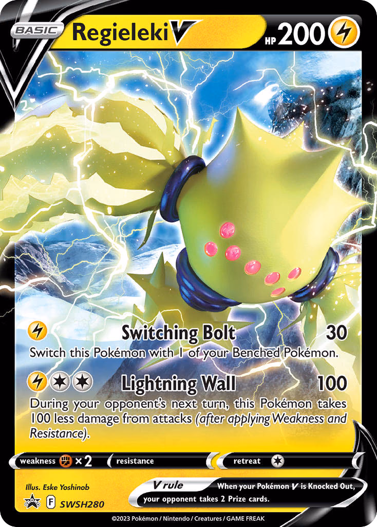 Regieleki V Pokemon card (SWSH280, SWSH Black Star Promos)