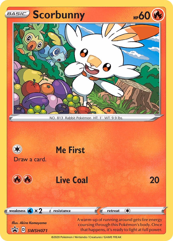 Scorbunny Pokemon card (SWSH071, SWSH Black Star Promos)