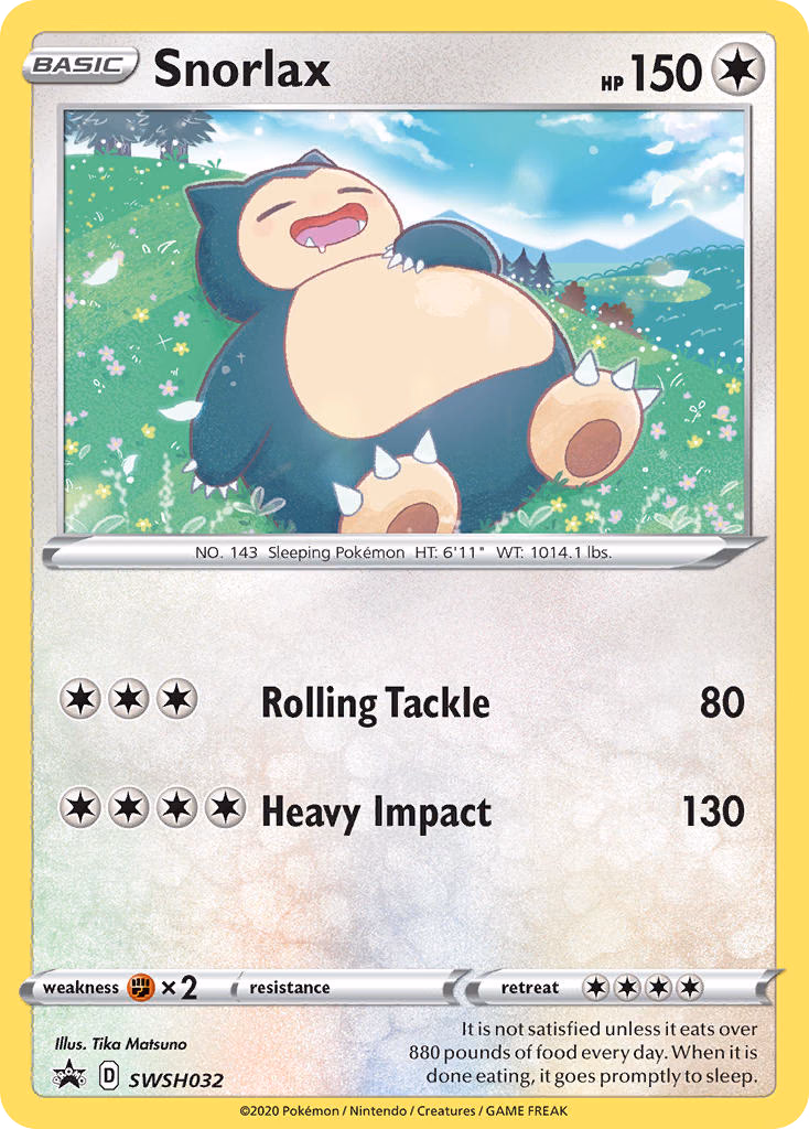 Snorlax Pokemon card (SWSH032, SWSH Black Star Promos)