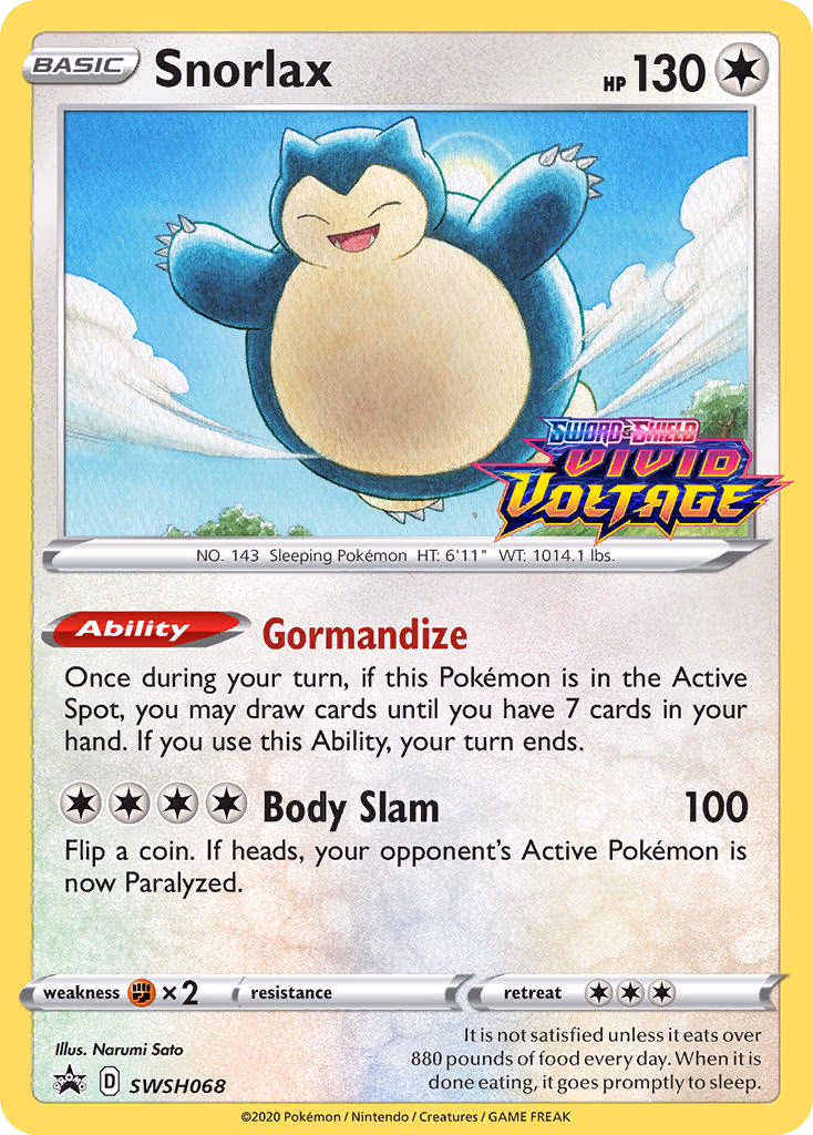 Snorlax Pokemon card (SWSH068, SWSH Black Star Promos)