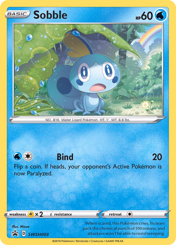 Sobble Pokemon card (SWSH003, SWSH Black Star Promos)