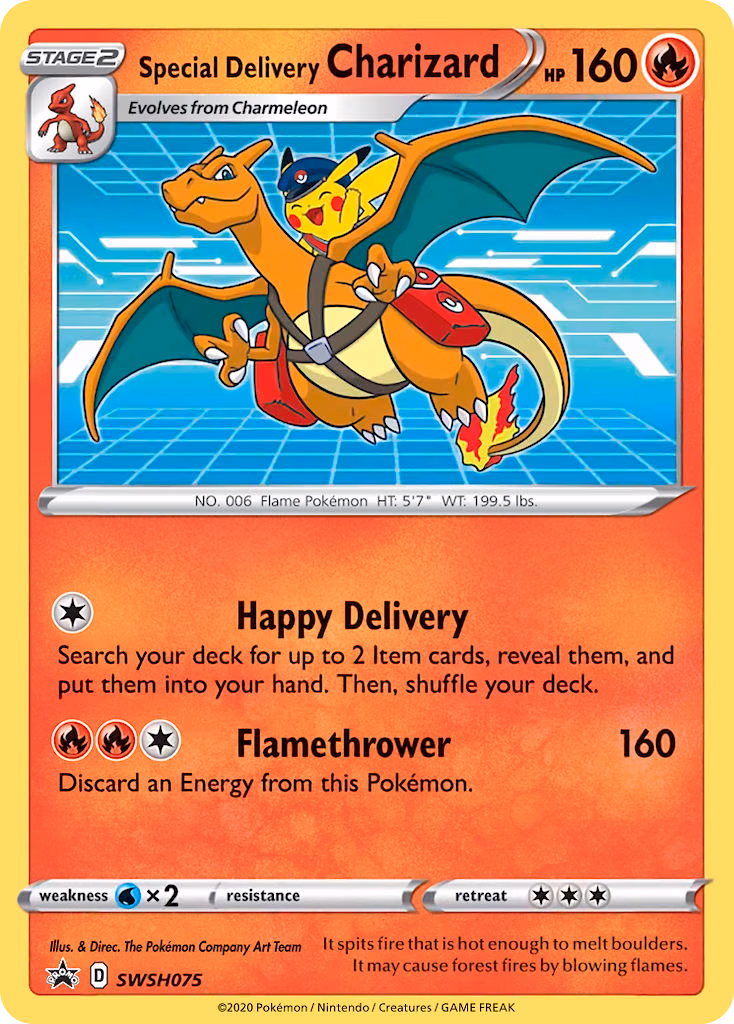 Special Delivery Charizard Pokemon card (SWSH075, SWSH Black Star Promos)