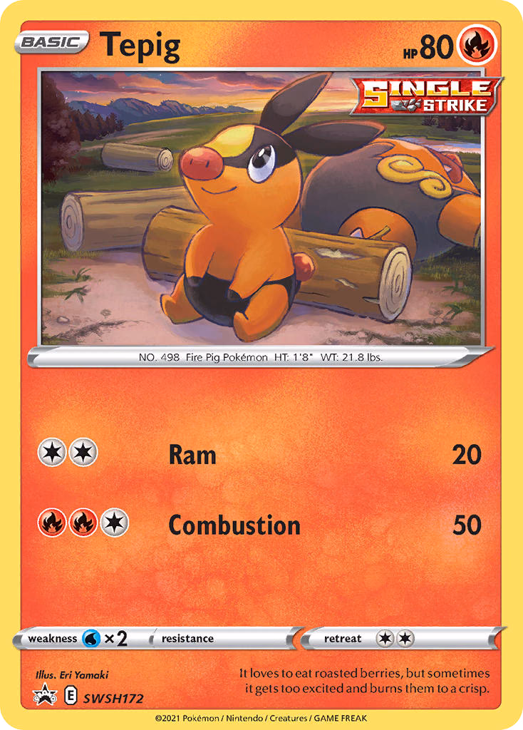 Tepig Pokemon card (SWSH172, SWSH Black Star Promos)