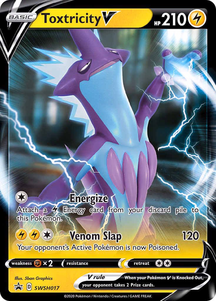 Toxtricity V Pokemon card (SWSH017, SWSH Black Star Promos)