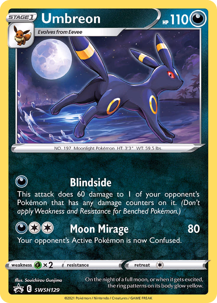 Umbreon Pokemon card (SWSH129, SWSH Black Star Promos)