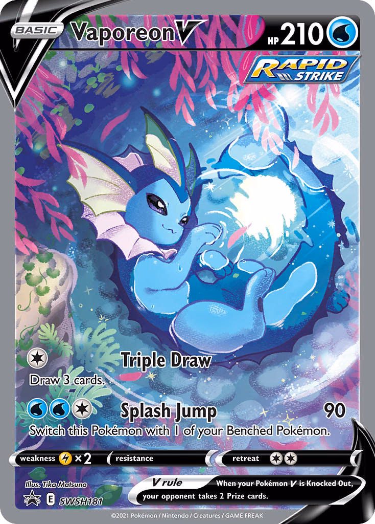 Vaporeon V Pokemon card (SWSH181, SWSH Black Star Promos)