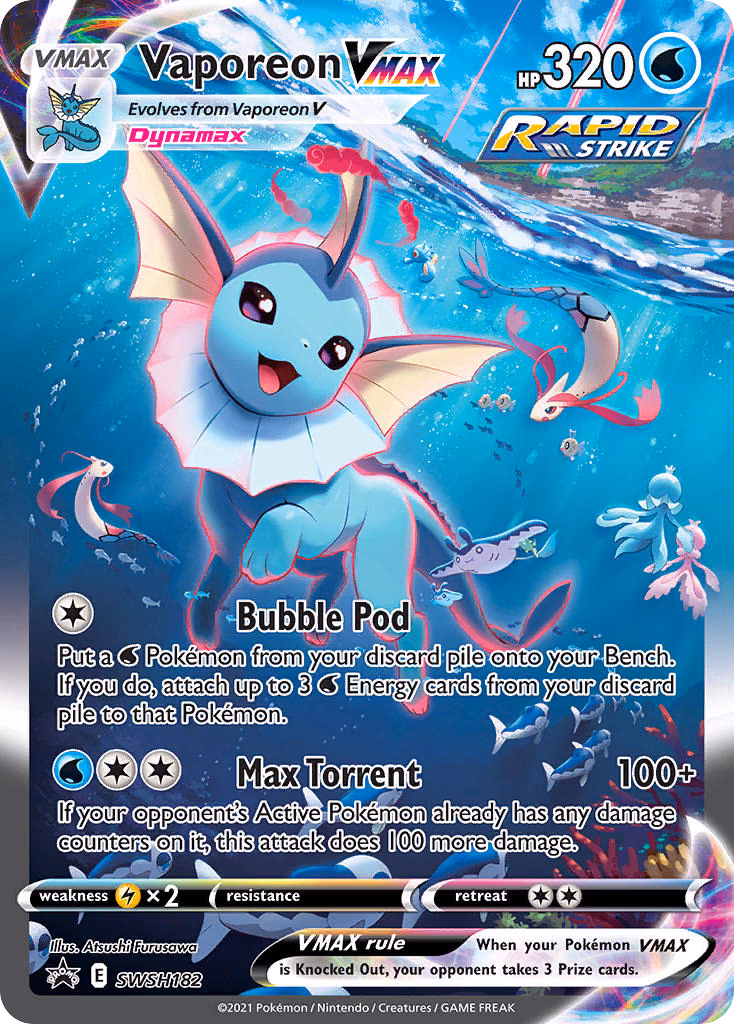 Vaporeon VMAX Pokemon card (SWSH182, SWSH Black Star Promos)