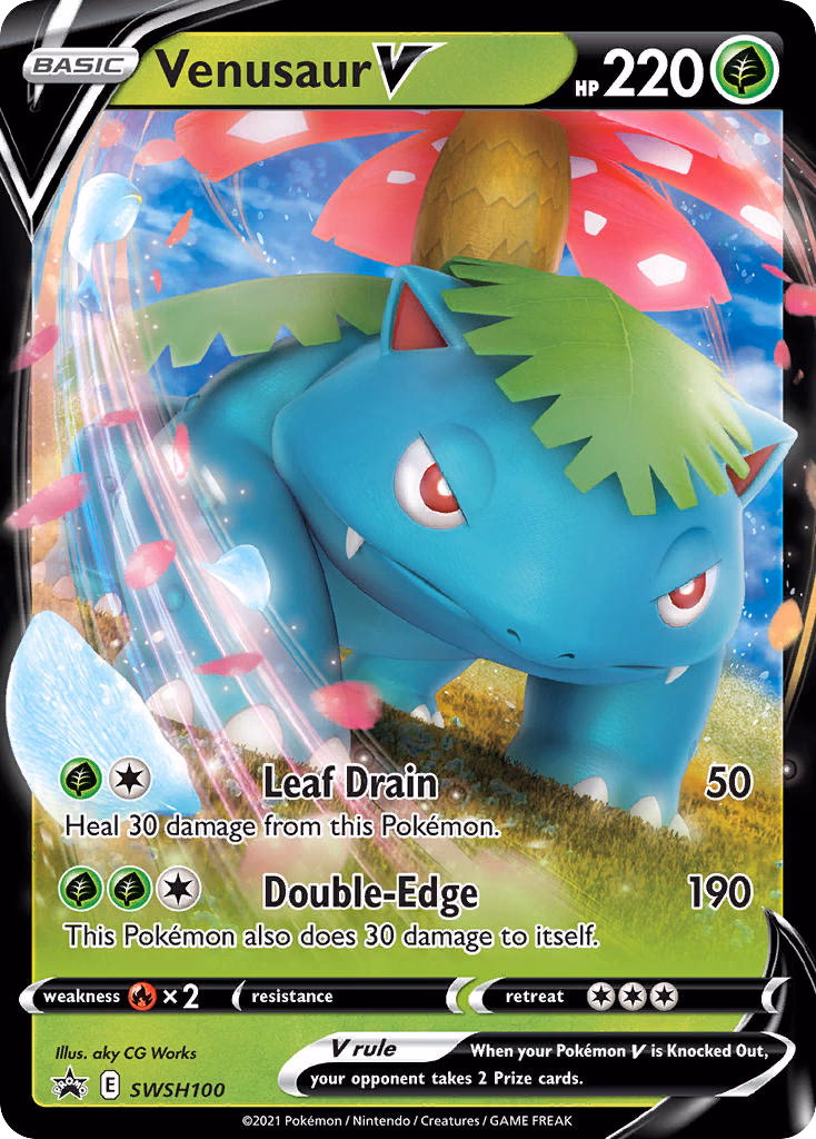 Venusaur V Pokemon card (SWSH100, SWSH Black Star Promos)
