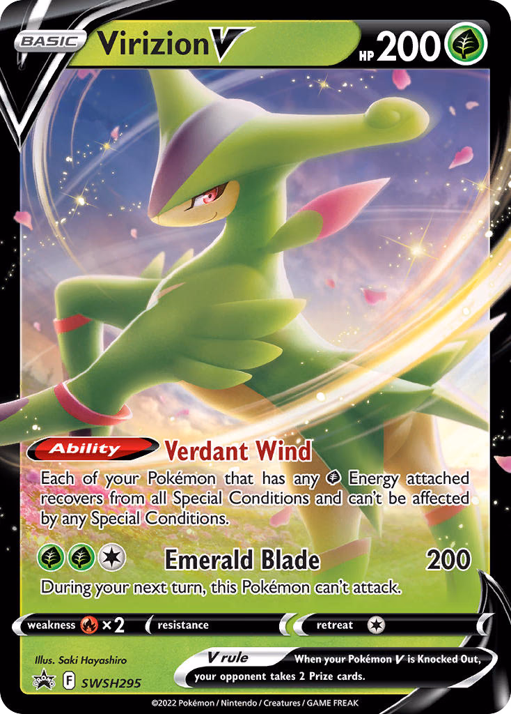 Virizion V Pokemon card (SWSH295, SWSH Black Star Promos)