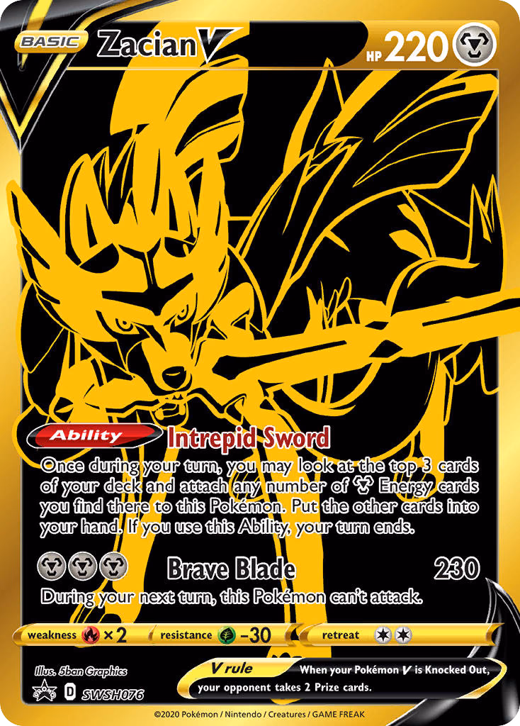 Zacian V Pokemon card (SWSH076, SWSH Black Star Promos)