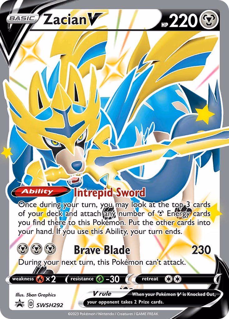 Zacian V Pokemon card (SWSH292, SWSH Black Star Promos)