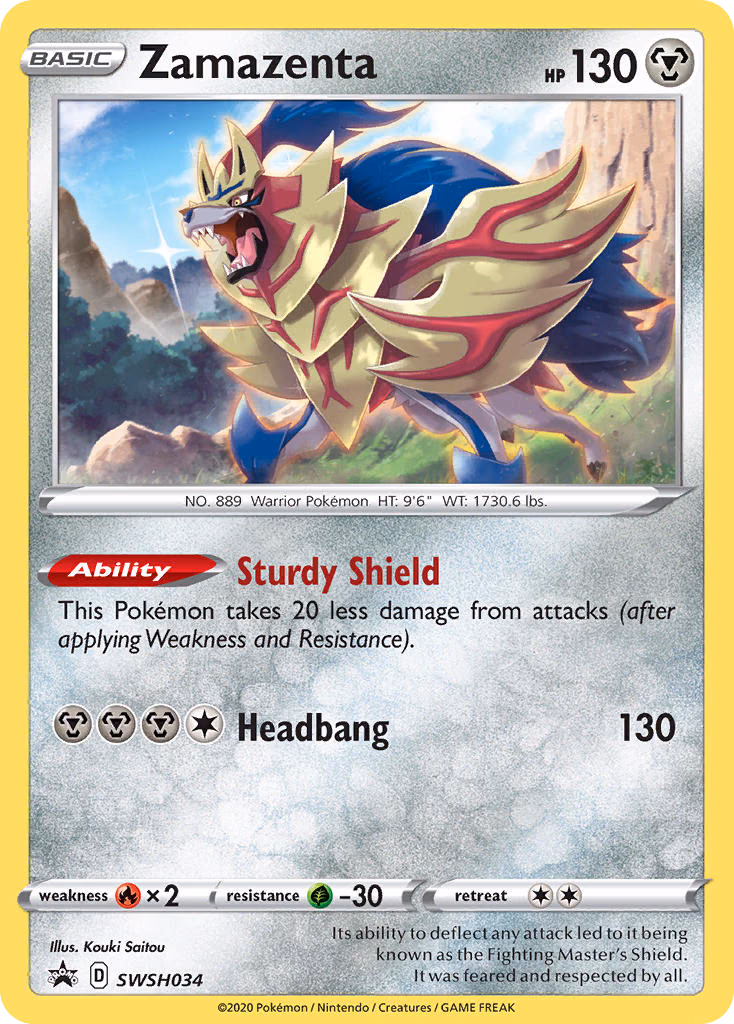Zamazenta Pokemon card (SWSH034, SWSH Black Star Promos)