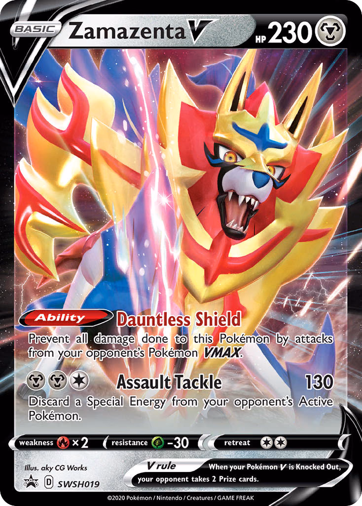 Zamazenta V Pokemon card (SWSH019, SWSH Black Star Promos)