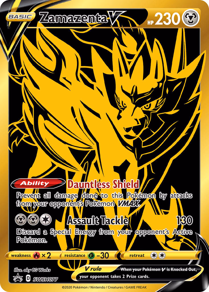 Zamazenta V Pokemon card (SWSH077, SWSH Black Star Promos)
