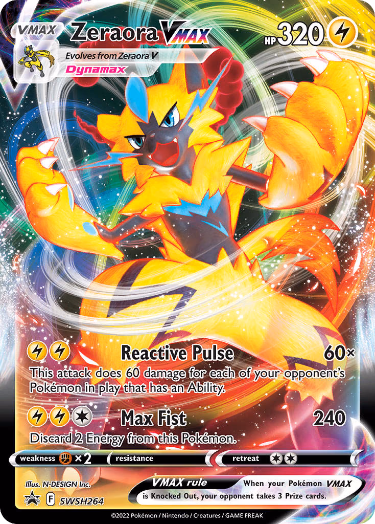 Zeraora VMAX Pokemon card (SWSH264, SWSH Black Star Promos)