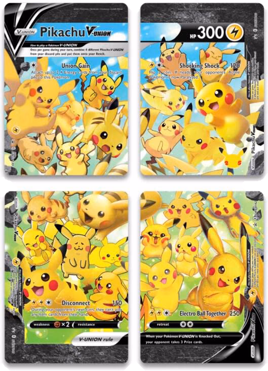 Pokemon SWSH Black Star Promos Pikachu V-Union [Set of 4]