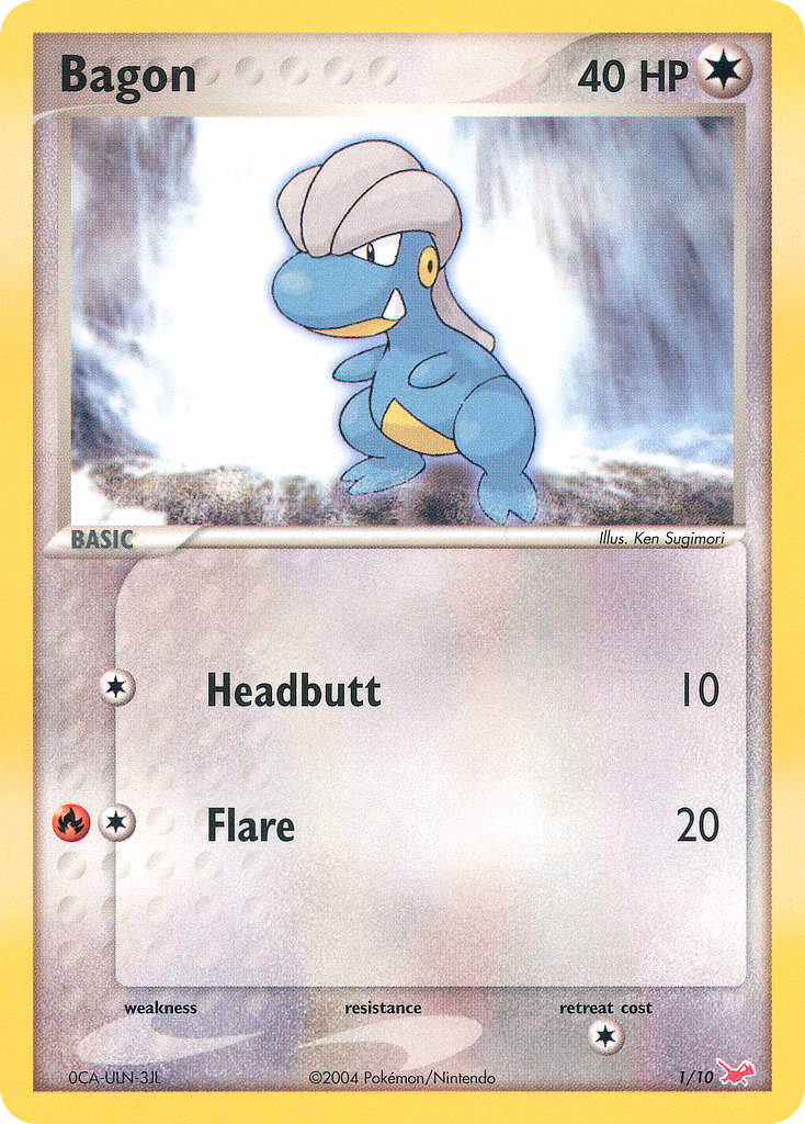 Bagon Pokemon card (1/10, EX Trainer Kit Latias)