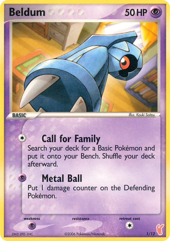 Beldum Pokemon card (1/12, EX Trainer Kit 2 Plusle)