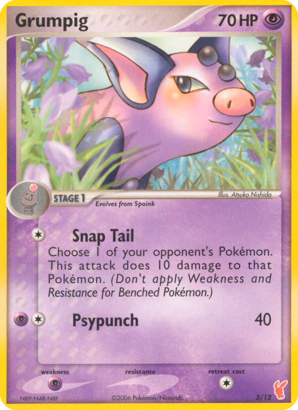 Grumpig Pokemon card (3/12, EX Trainer Kit 2 Plusle)